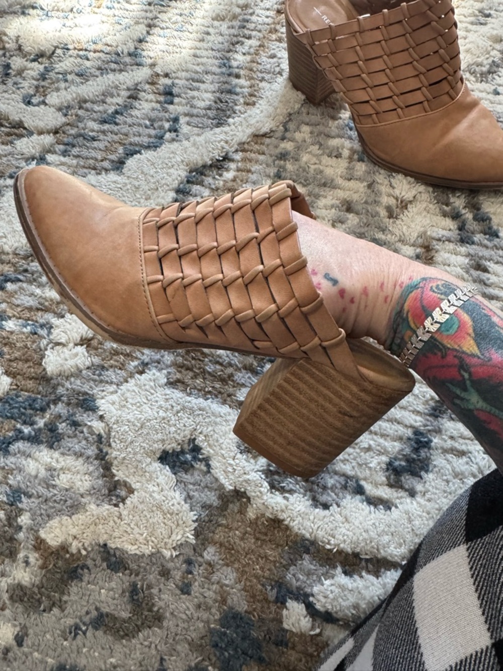 Report Woven Leather Mule in Cognac Brown